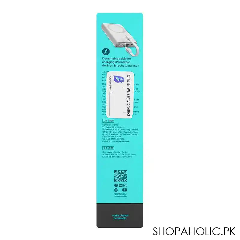 Joyroom 20W Magnetic Wireless Power Bank With Build In Type-C, 10000mAh Battery, White, JR-PBM01 - Image 3