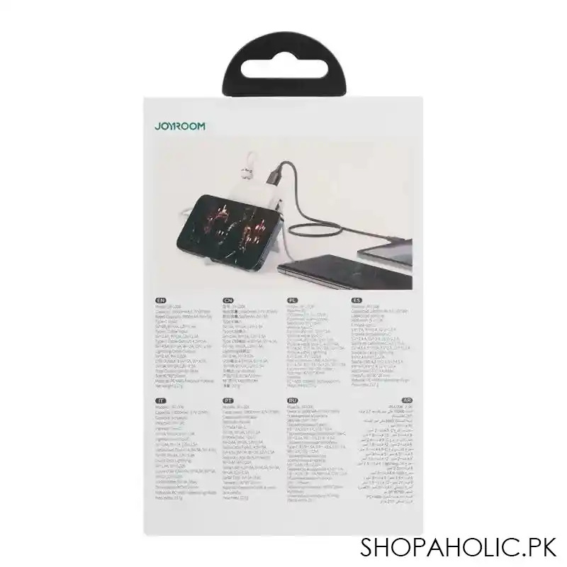 joyroom 22.5w 10000mah power bank with kickstand built in lightening & type c cables, jr l008 image2