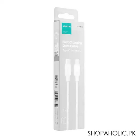 joyroom 60w type c to type c fast charging data cable, 1m, white, s cc060a9 image2