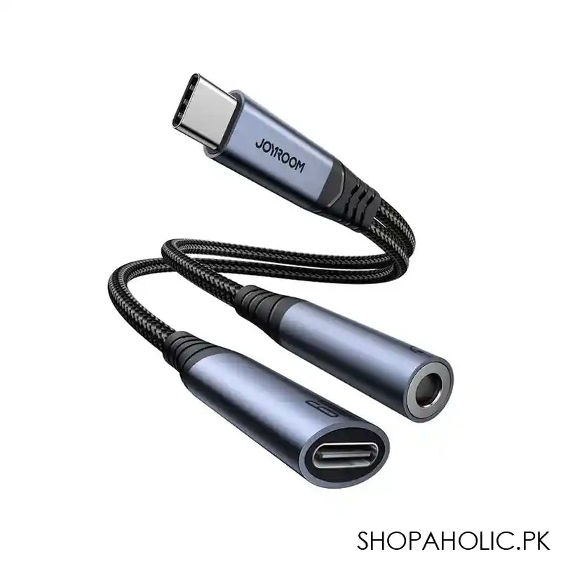 Joyroom Audio-Transfer Series 2-in-1 Audio Adapter Type-C to 3.5mm+Type-C, Black, SY-C02 - Main Image