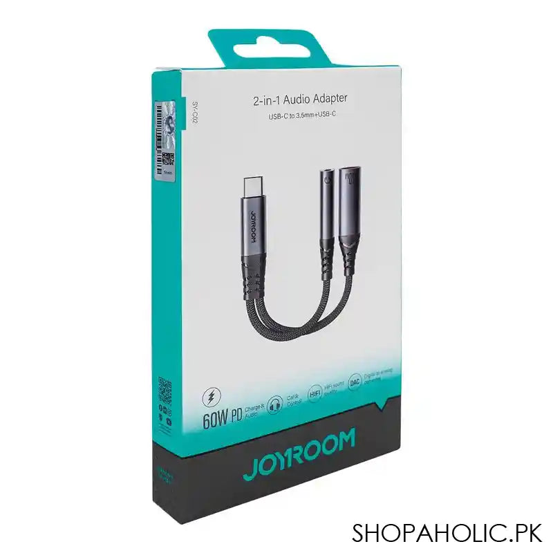 Joyroom Audio-Transfer Series 2-in-1 Audio Adapter Type-C to 3.5mm+Type-C, Black, SY-C02 - Image 6