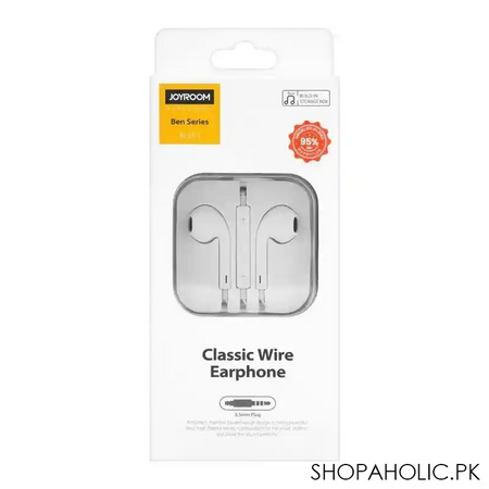 joyroom classic wire earphone, 3.5mm plug, white, jr ep1 image2