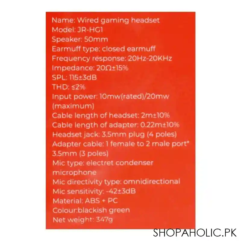 joyroom gaming wired headset black green, jr hg1 image5