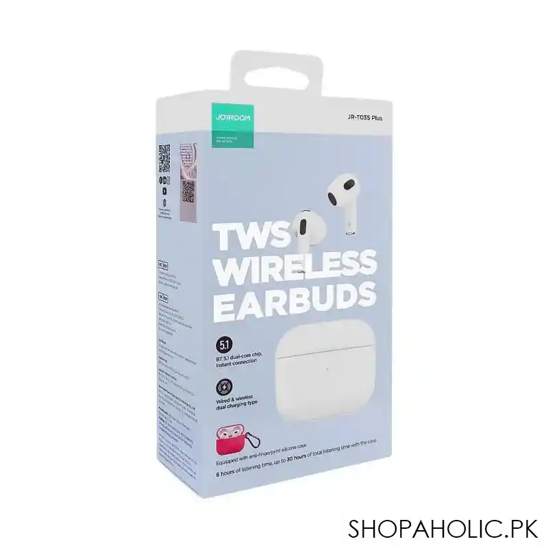 joyroom tws wireless earphone, white, jr t03s plus image2