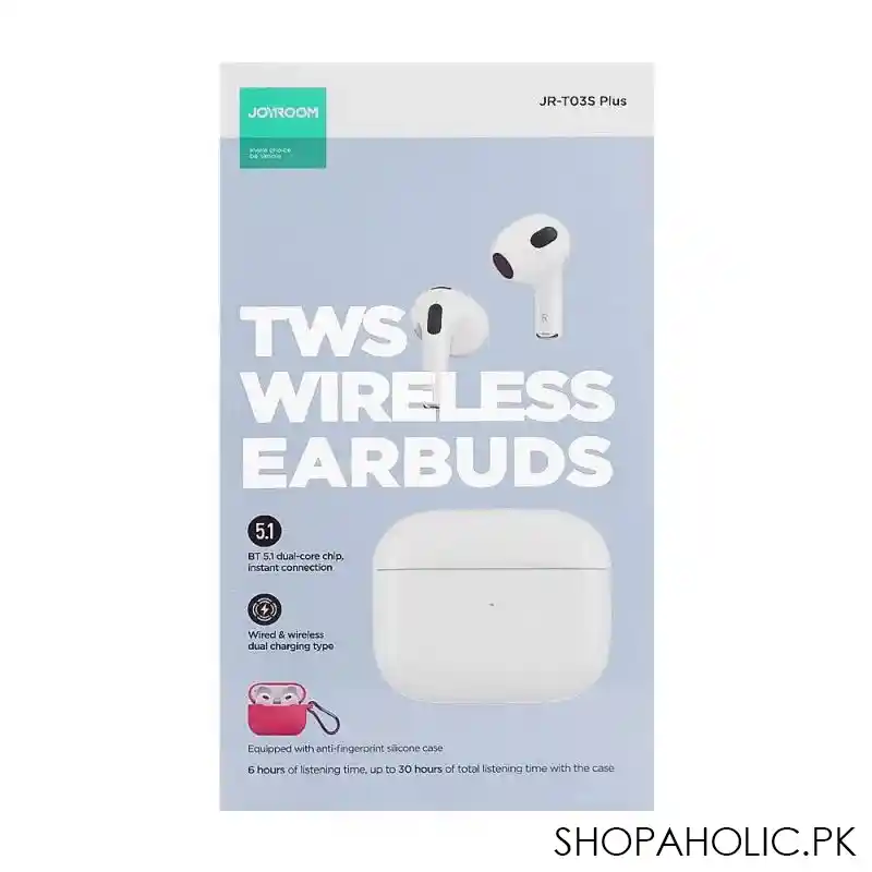 joyroom tws wireless earphone, white, jr t03s plus image3