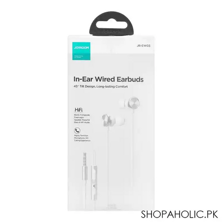 joyroom wired series in ear metal wired earbuds, silver, jr ew03 image3