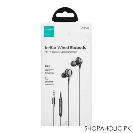 joyroom wired series in ear wired earbuds, black, jr ew02 image3
