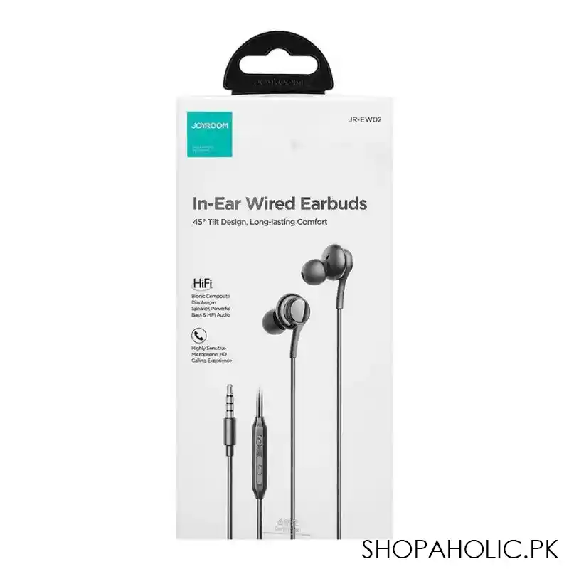 joyroom wired series in ear wired earbuds, black, jr ew02 image3