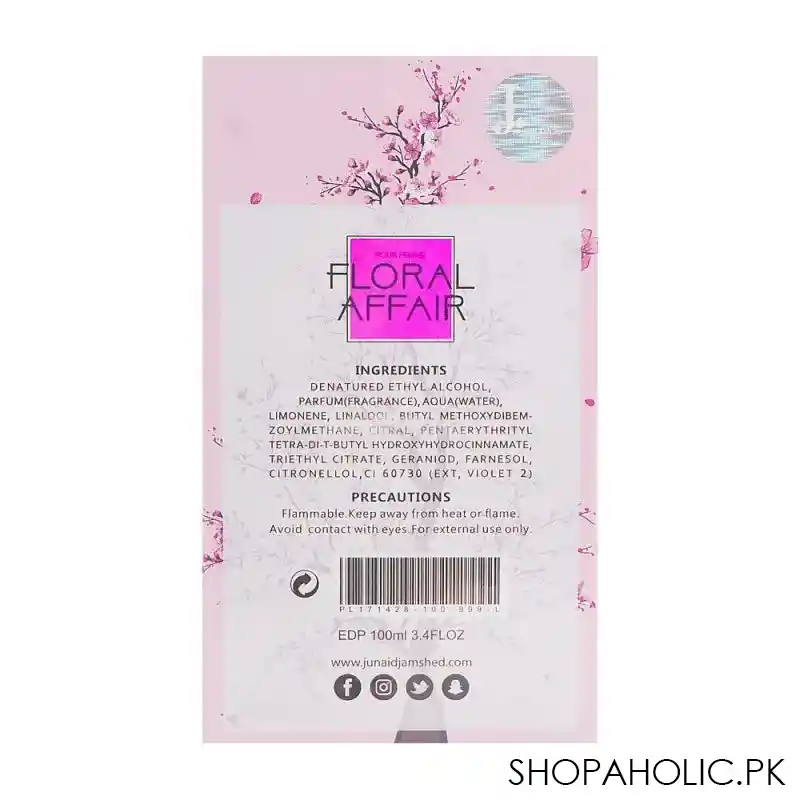 junaid jamshed j. floral affair pour femme eau de parfum, for women, 100ml image3