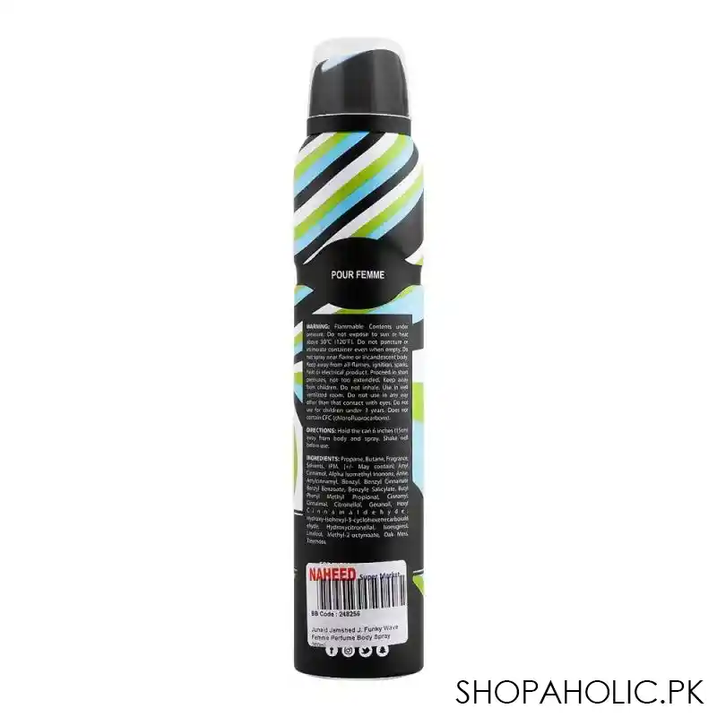 junaid jamshed j. funky wave femme perfume body spray, for women, 200ml image2