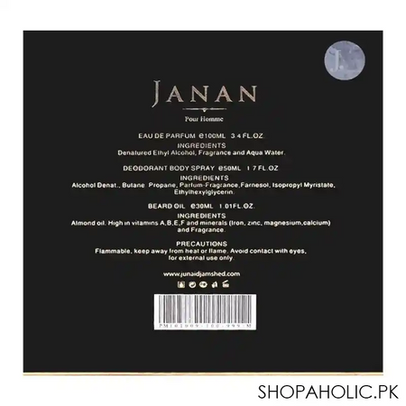 junaid jamshed j. janan gold pour homme for men set, eau de parfum + body spray + beard oil image3
