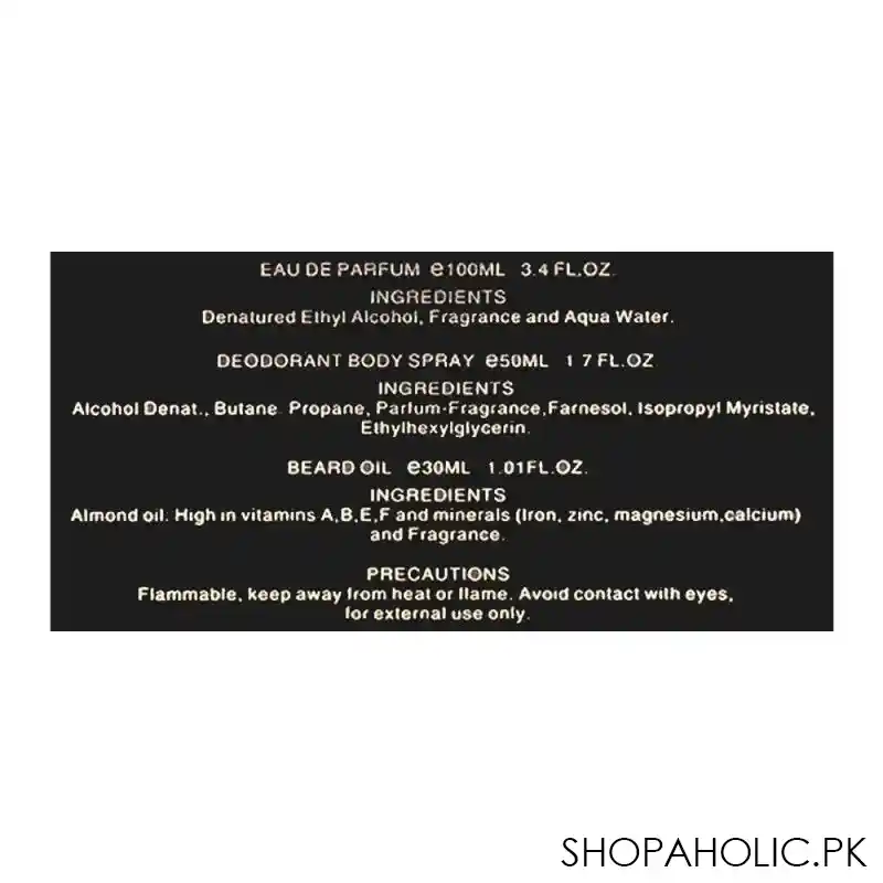 junaid jamshed j. janan gold pour homme for men set, eau de parfum + body spray + beard oil image4