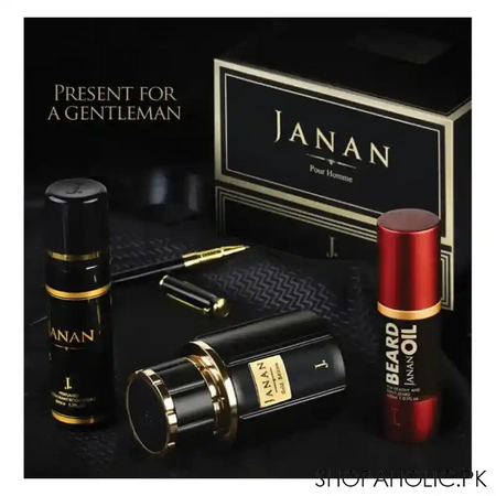 junaid jamshed j. janan gold pour homme for men set, eau de parfum + body spray + beard oil image5