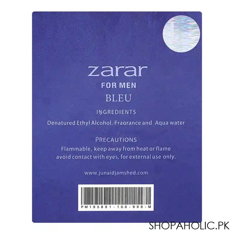 Junaid Jamshed J. Zarar, Eau de Parfum, Bleu, For Men, 100ml - Image 3