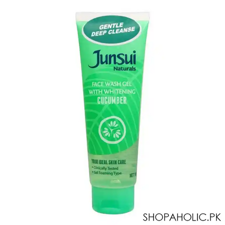 junsui cucumber whitening face wash gel with whitening, 100g main image