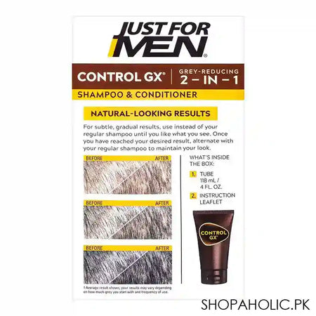 Just For Men Control GX Grey Reducing 2-In-1 Shampoo & Conditioner, 118ml - Image 2