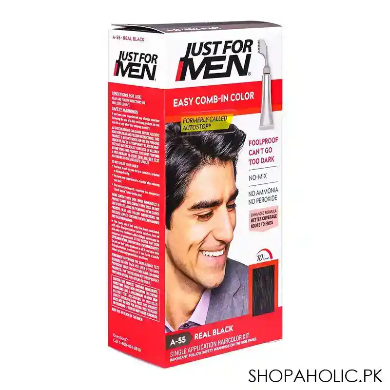 Just For Men Easy Comb-In Color, A-55 Real Black - Main Image
