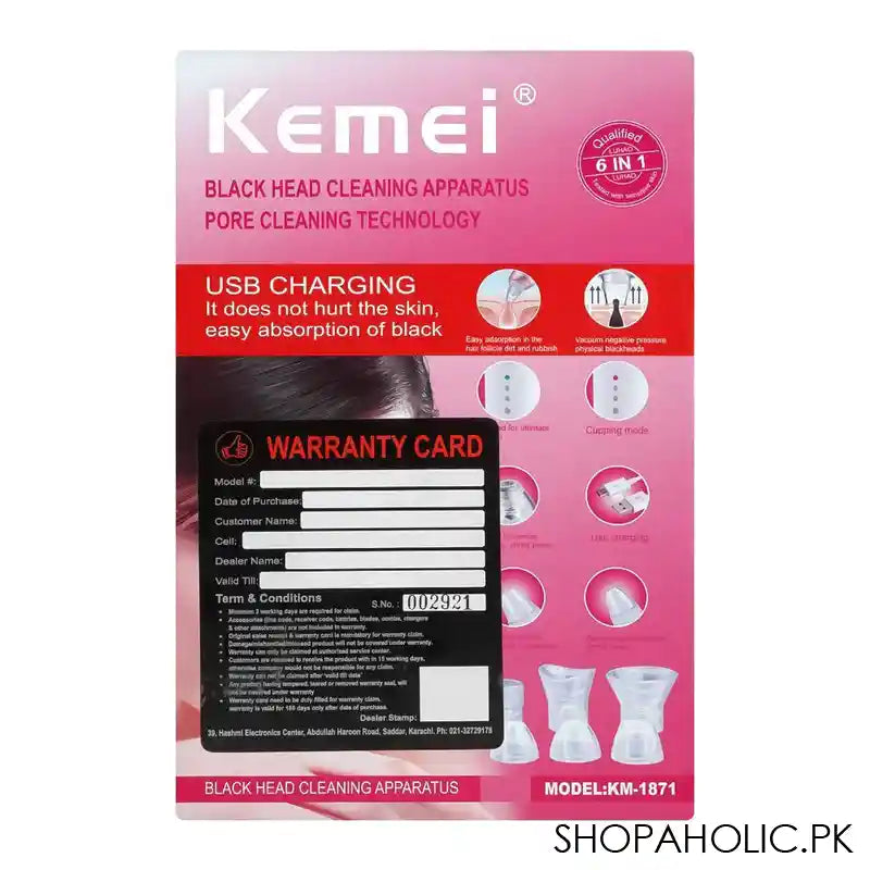 Kemei Black Head Cleaning, USB Charging, KM-1871 - Image 3