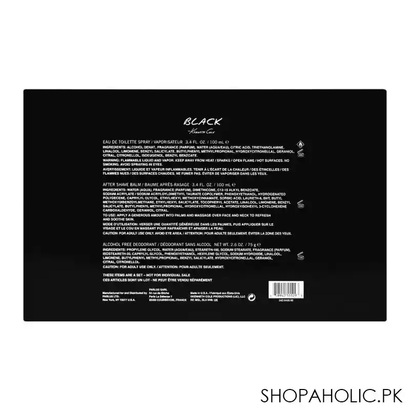 kenneth cole black men perfume set, edt 100ml+ after shave 100ml + deodorant 75g image3