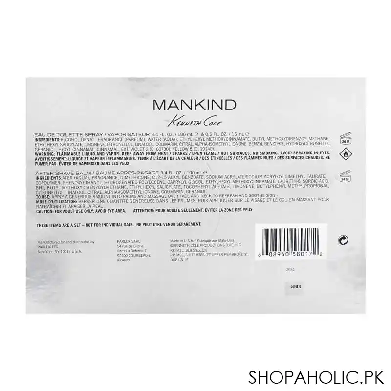 kenneth cole mankind set for men, eau de toilette 100ml + eau de toilette 15ml + after shave balm image4