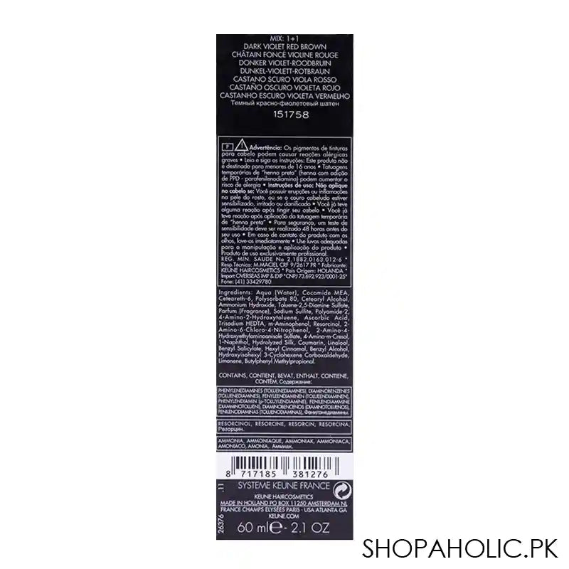 Keune Tinta Hair Color 3.76 Dark Violet Red Brown - Image 3