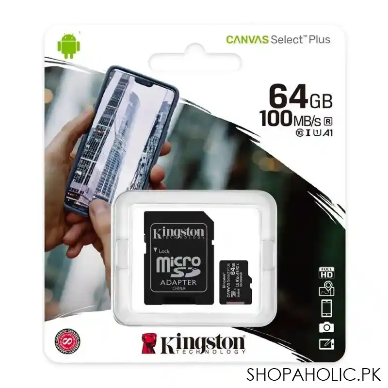 kingston 64gb microsd card 100mb/s canvas select plus, class 10 image2
