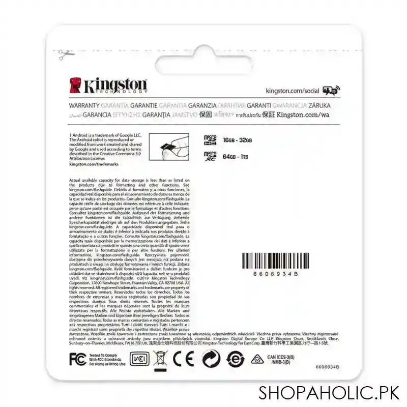 kingston 64gb microsd card 100mb/s canvas select plus, class 10 image3