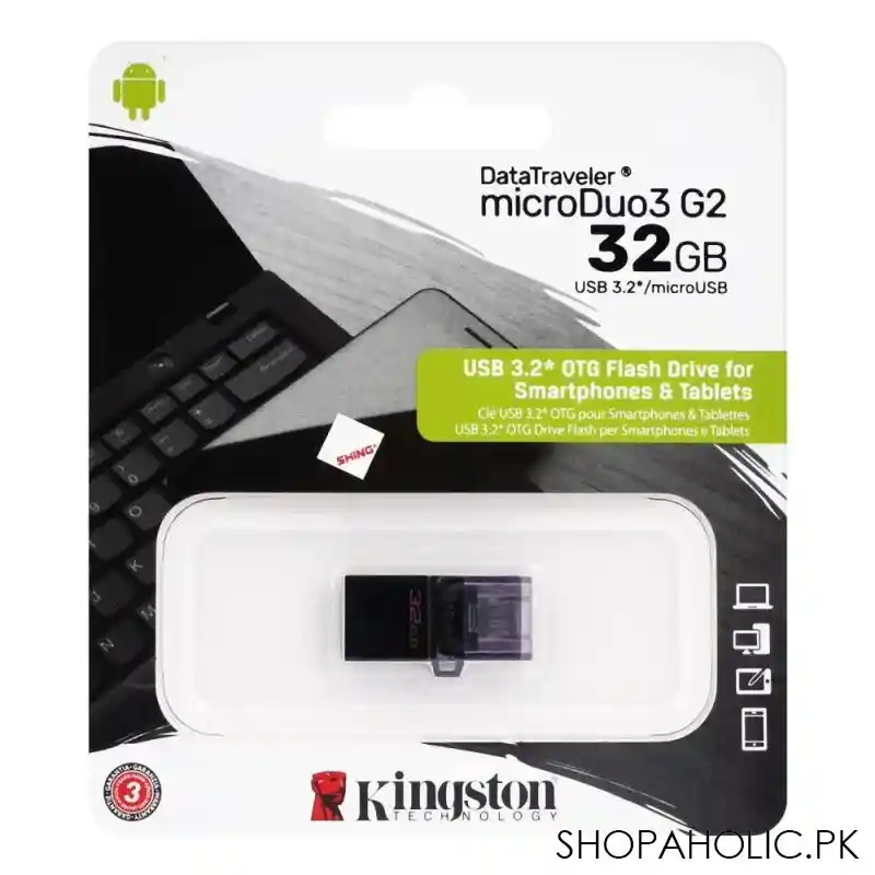 kingston data traveler microduo3 g2 32gb otg usb 3.2 drive, dtdu03g2/32gb image3