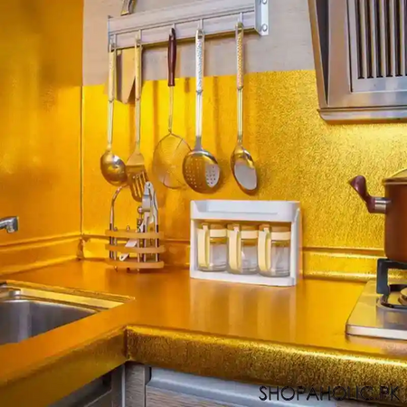 kitchen golden aluminum foil sticker roll (size: 60cm x 200cm) image4