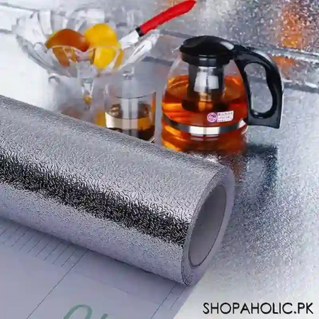 kitchen oil proof self adhesive aluminum foil sticker roll (size: 40x200cm) image7