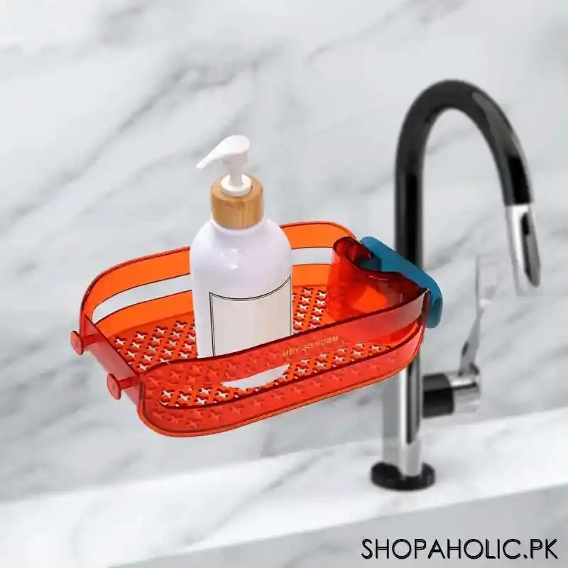 kitchen sink faucet hanging storage drainer basket main image