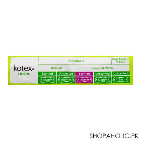Kotex Aloe Vera Daily Aroma Fresh Scented, Longer & Wider Panty Liner, 32-Pack - Image 2