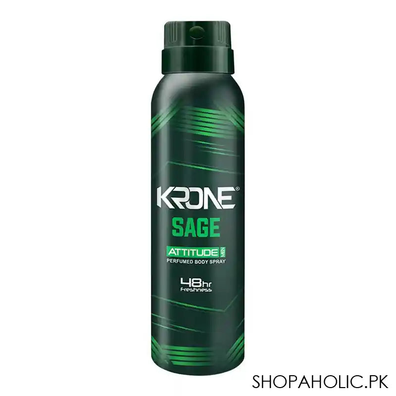 Krone Attitude Sage 48Hr Freshness Perfumed Body Spray, For Men, 150ml - Main Image
