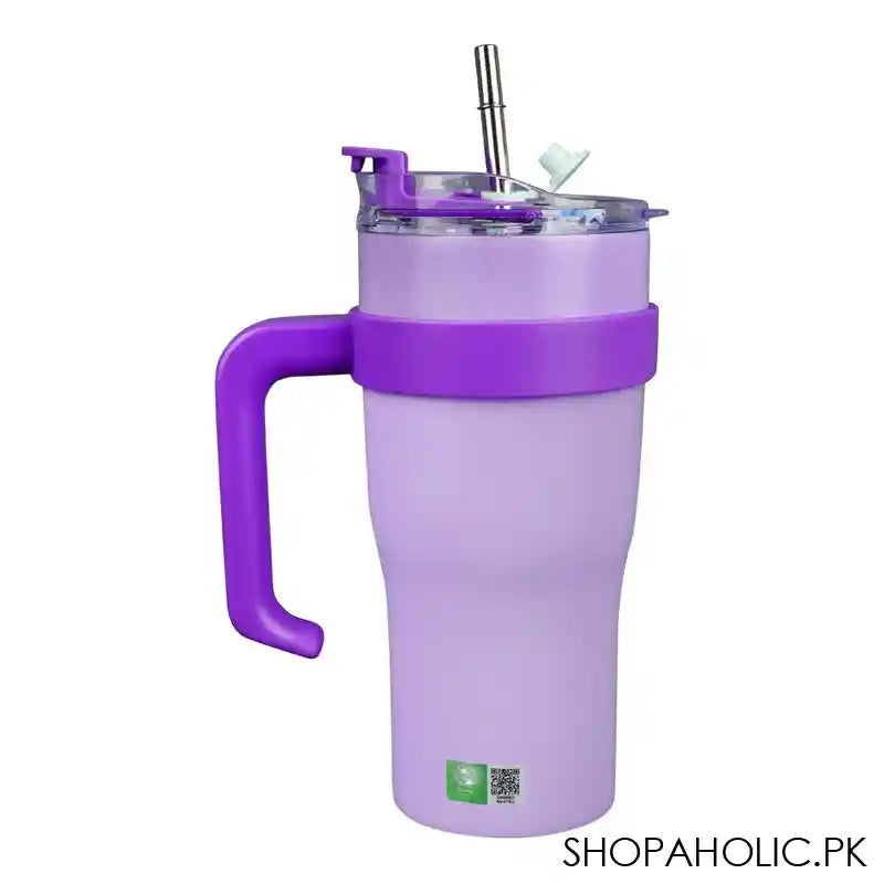 Kuromi Plastic Tumbler Water Bottle With Straw & Handle, Purple, Insulated Travel Mug, KY8867 - Image 2