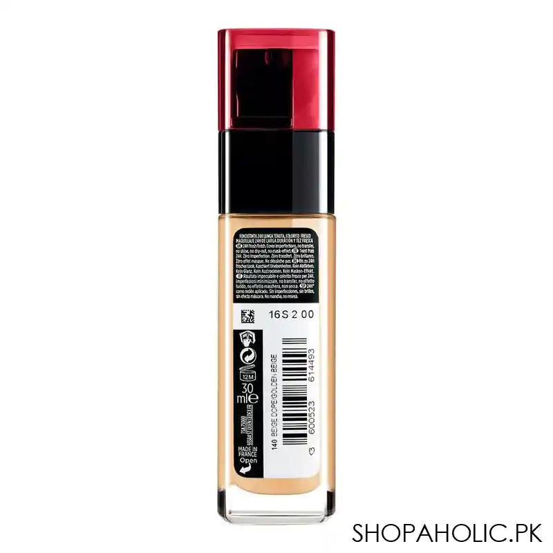L'Oreal Paris Infallible 24H Stay Fresh Foundation, 140 Golden Beige - Image 6