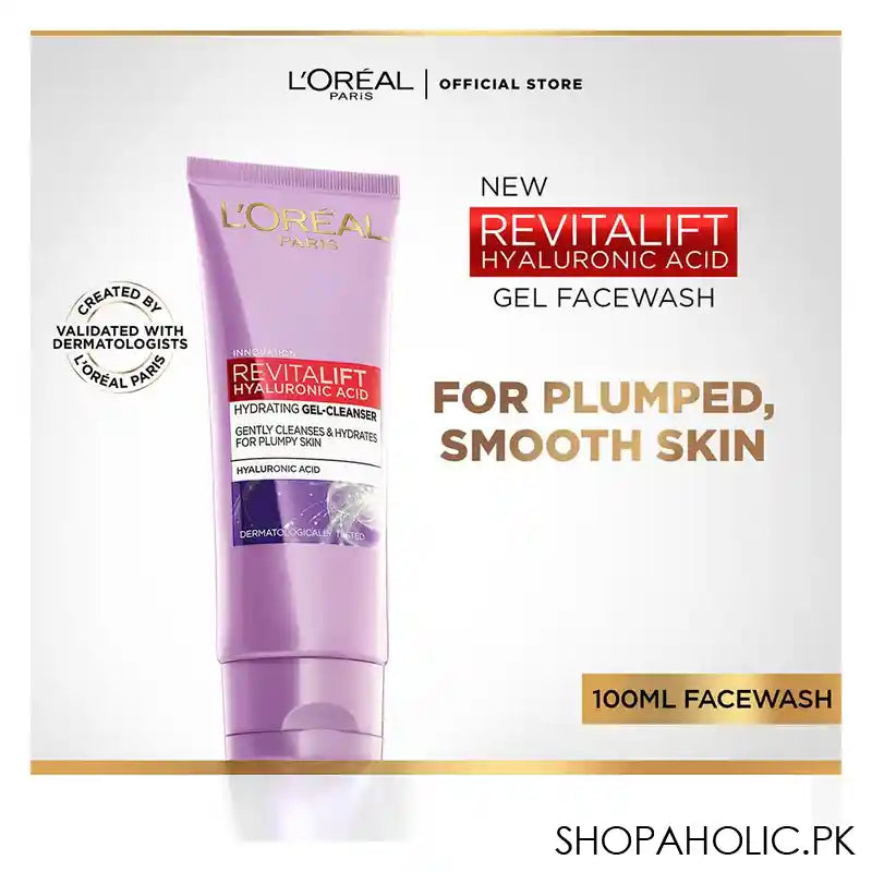 L'Oreal Paris Revitalift Hyaluronic Acid Hydrating Gel Facewash, 100ml - Image 4