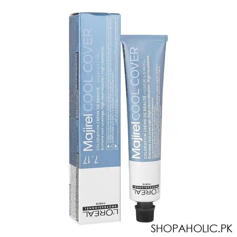 L'Oreal Professional Majirel Hair Coloring Cream, 7.17 Ash Metallic Blonde - Main Image