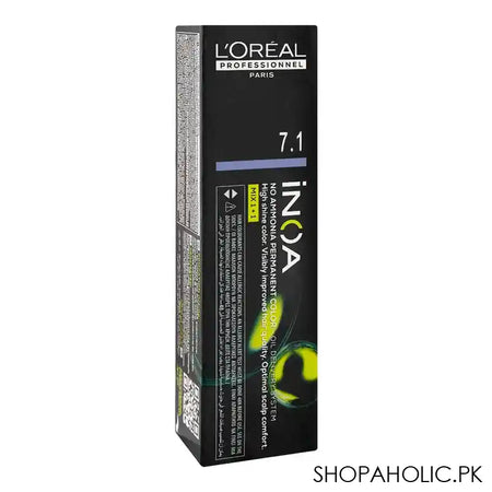 L'Oreal Professionnel Inoa No Ammonia Permanent Hair Coloring Cream, 7.1 Ash Blonde - Main Image