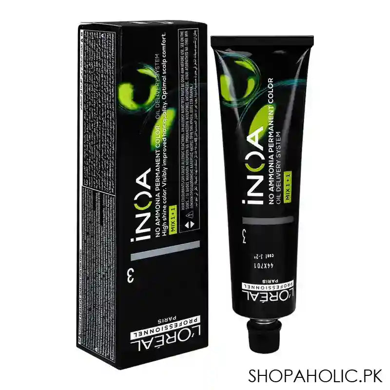 L'Oreal Professionnel Inoa No Ammonia Permanent Hair Colouring Cream, 3 Dark Brown, 60g - Main Image