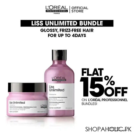 L'Oreal Professionnel Liss Unlimited 300ml Shampoo & 250ml Mask, Bundle Offer - Main Image