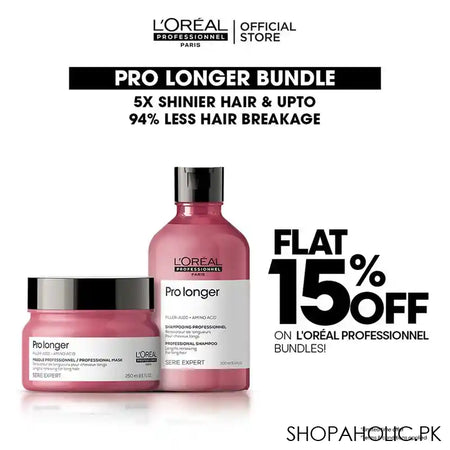 L'Oreal Professionnel Pro Longer 300ml Shampoo & 250ml Mask, Bundle Offer - Main Image