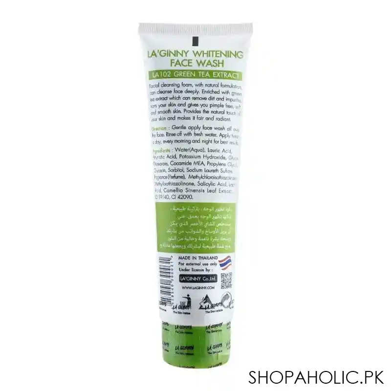 la ginny green tea extract whitening face wash, 100ml image2