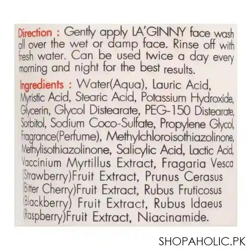 la ginny strawberry extract whitening face wash, 100ml image3