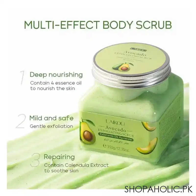 laikou avocado exfoliating body scrub, 350g, lk83502a image3