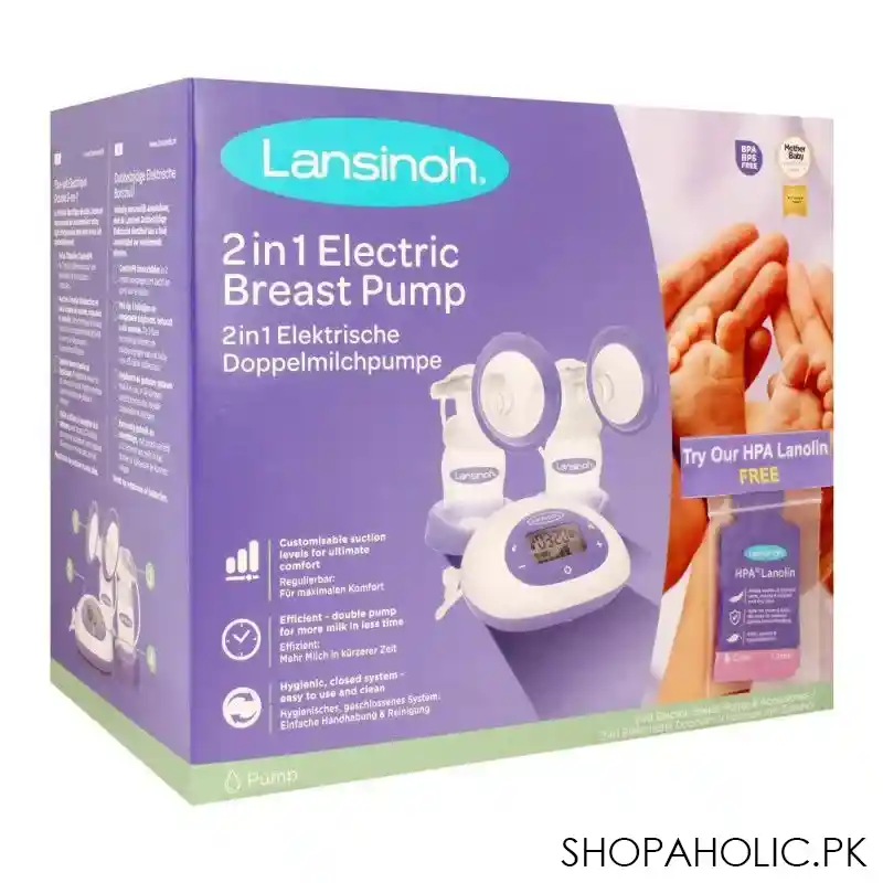 lansinoh 2 in 1 electric breast pump, de53065ct0220 image2