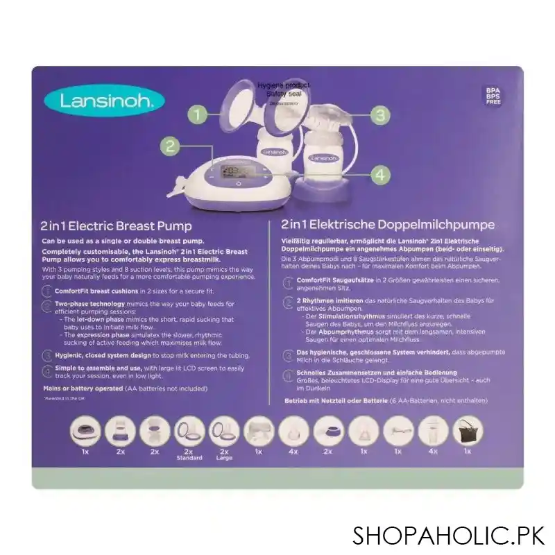 lansinoh 2 in 1 electric breast pump, de53065ct0220 image3