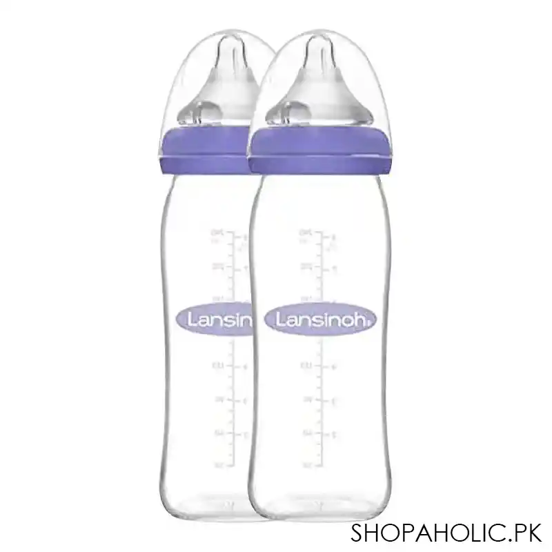 lansinoh feeding bottle with natural wave medium flow teat, 2 x 240ml, bt75850ct0620 main image