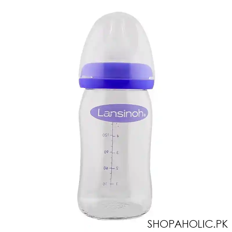 lansinoh glass feeding bottle with natural wave teat, bt77240oct0321, 160ml main image