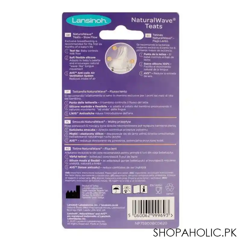 lansinoh natural wave slow flow silicone teats, 2 pack, np75900bc0620 image3