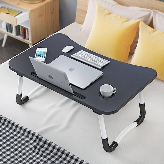 Foldable Wooden Laptop Table for Bed – Ergonomic Multipurpose Desk with Tablet & Cup Holder image 2